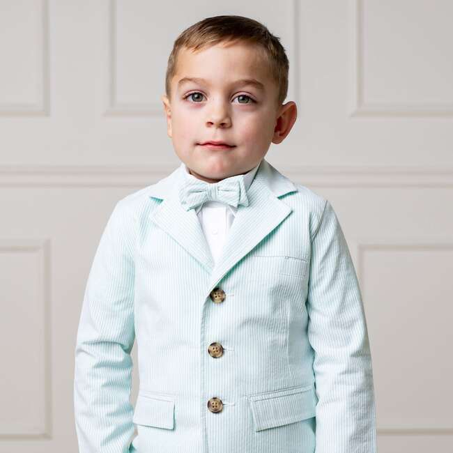 Organic Classic Seersucker Suit Jacket, Mint Seersucker - Blazers & Sport Coats - 4