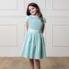 Organic Puff Sleeve Smocked Party Dress with Peter Pan Collar, Robin's Egg Blue - Dresses - 3 - thumbnail