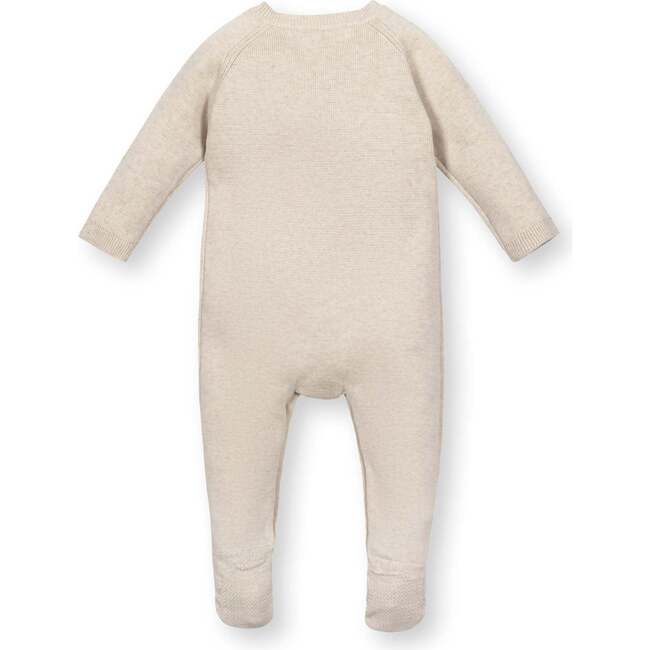 Organic Raglan Footed Sweater Romper, Light Oatmeal Heather - Rompers - 2