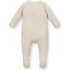 Organic Raglan Footed Sweater Romper, Light Oatmeal Heather - Rompers - 2 - thumbnail