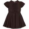 Girl's Organic Flutter Sleeve Cable Sweater Dress, Chocolate Heather - Dresses - 1 - thumbnail