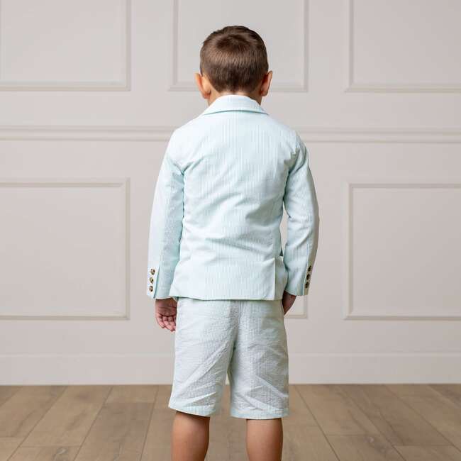Organic Classic Seersucker Suit Jacket, Mint Seersucker - Blazers & Sport Coats - 5