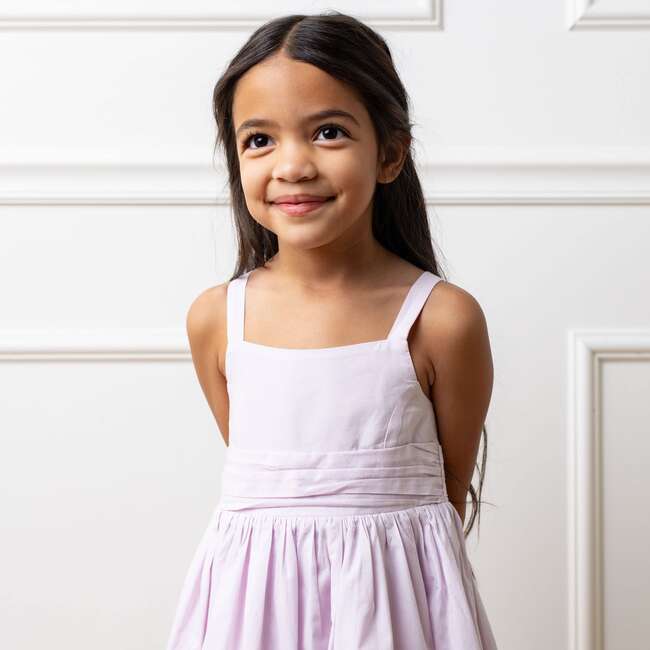 Organic Sleeveless Special Occasion Sundress with Bow Back Detail and Embroidery, Light Lavender - Dresses - 4