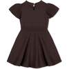 Girl's Organic Flutter Sleeve Cable Sweater Dress, Chocolate Heather - Dresses - 3