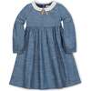 Organic Empire Waist Peter Pan Collar Chambray Dress, Blue Chambray - Dresses - 1 - thumbnail