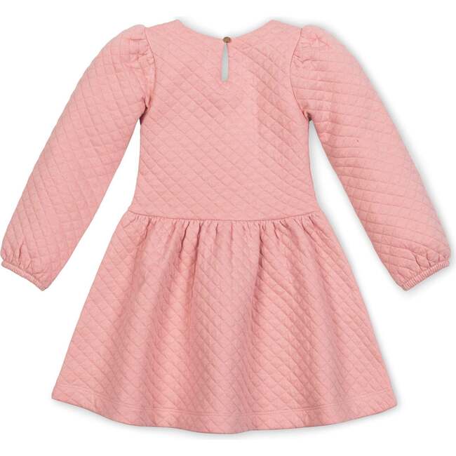 Long Sleeve Quilted Drop Waist Dress, Rose Quilted