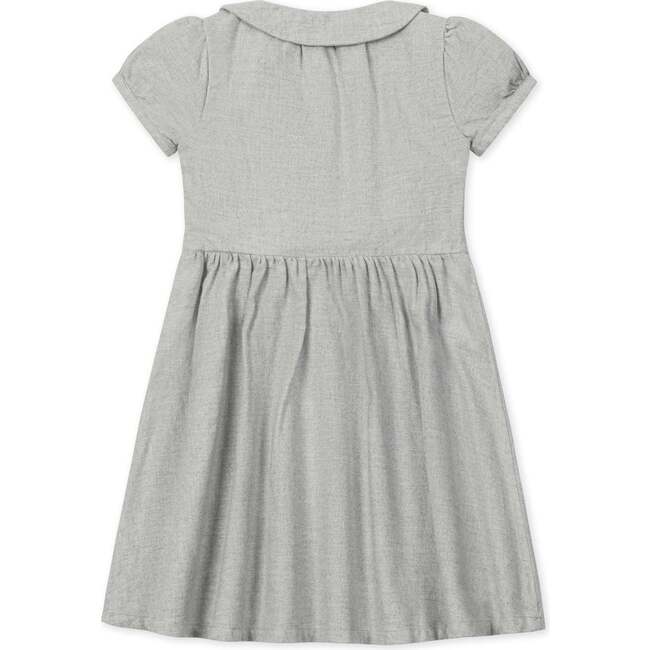 Organic Double Breasted Flannel Dress with Collar, Gray Heather Flannel