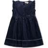 Organic Corduroy Flutter Sleeve Jumper Dress, Navy Fine Wale - Dresses - 1 - thumbnail