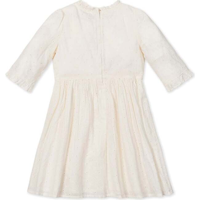 Organic Flutter Sleeve Tiered Eyelet Dress, Ivory Eyelet