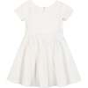 Organic Short Sleeve Lightweight Knit Skater Dress, Soft White Pindot - Dresses - 2