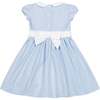 Organic Short Sleeve Seersucker Dress with Peter Pan Collar, Blue Seersucker - Dresses - 2 - thumbnail