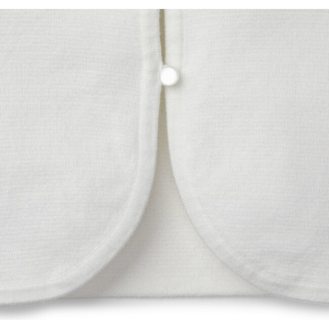 Organic Cropped Curved Hem Cardigan, White