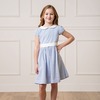 Organic Short Sleeve Seersucker Dress with Peter Pan Collar, Blue Seersucker - Dresses - 3 - thumbnail