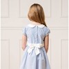 Organic Short Sleeve Seersucker Dress with Peter Pan Collar, Blue Seersucker - Dresses - 4 - thumbnail