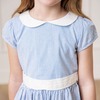 Organic Short Sleeve Seersucker Dress with Peter Pan Collar, Blue Seersucker - Dresses - 5 - thumbnail