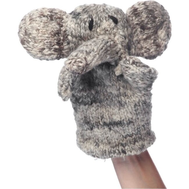 Organic Wool Knit Hand Puppet, Elliot The Elephant