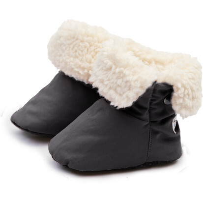 Benji Baby Booties, Smokey Grey Quilted