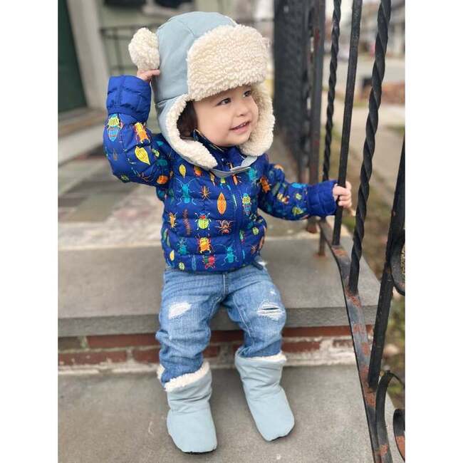 Benji Baby Booties, Mirage Blue Quilted - Booties - 5