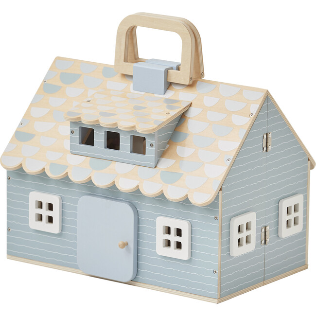 Quaint Little Cottage Portable Dollhouse - Powder Blue/Wood
