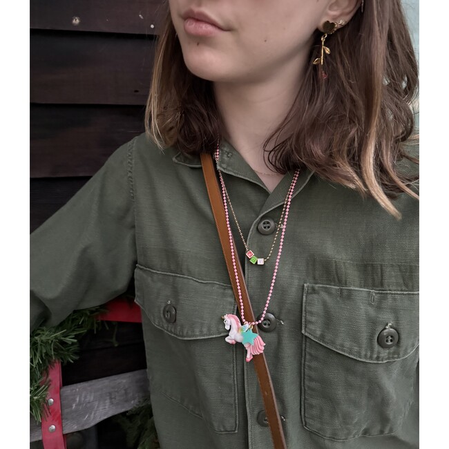 Rainbow Glitter Unicorn Necklace, Pink