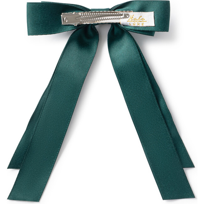 Rock Candy Rhinestone Embellished Satin Bow Clip, Emerald