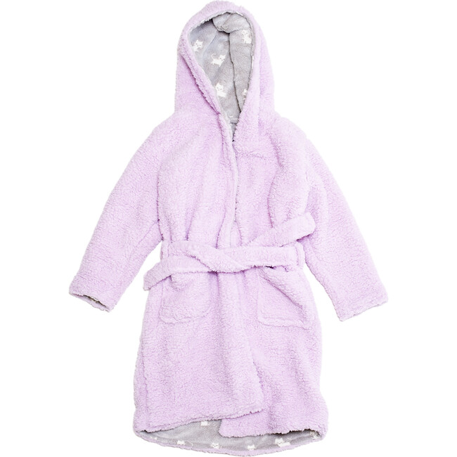 Cozy Switch Robe Reversible Glow in the Dark & Sherpa Robe for Kids, Orchid Bloom Kitten