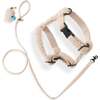 Teddy Bouclé Adjustable H Harness and Leash Walk Set with Poop Bag Pouch, Beige - Collars, Leashes & Harnesses - 1 - thumbnail