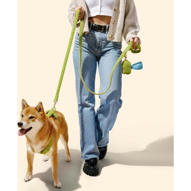 Teddy Bouclé Adjustable H Harness and Leash Walk Set with Poop Bag Pouch, Olive Green