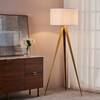 Romanza 62" Postmodern Tripod Floor Lamp with Drum Shade, Matte Gold/White - Lighting - 2 - thumbnail