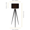 Romanza 61.81" Postmodern Tripod Floor Lamp with Drum Shade, Matte Black - Lighting - 3 - thumbnail