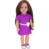 18'' Doll Miley Brunette Vinyl Doll in Purple Dress & Silver Satin Shoes, Blush - Dolls - 2 - thumbnail