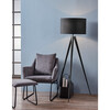 Romanza 61.81" Postmodern Tripod Floor Lamp with Drum Shade, Matte Black - Lighting - 4 - thumbnail