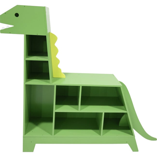 Dinosaur Shaped Bookcase / Toy Organizer with Assorted Cubbies, Green - Bookcases - 1