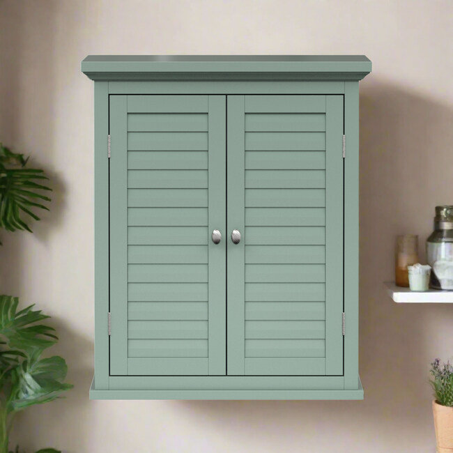 Teamson Home Glancy Removable Two-Door Wall Cabinet, Sage Green