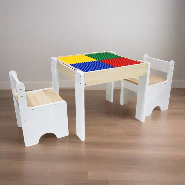 Multi-Activity Table with Reversible Tabletop & Chairs Set - Kids Seating - 3