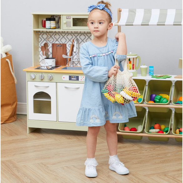 Little Chef Frankfurt Wooden Cutting, Green - 21 pcs