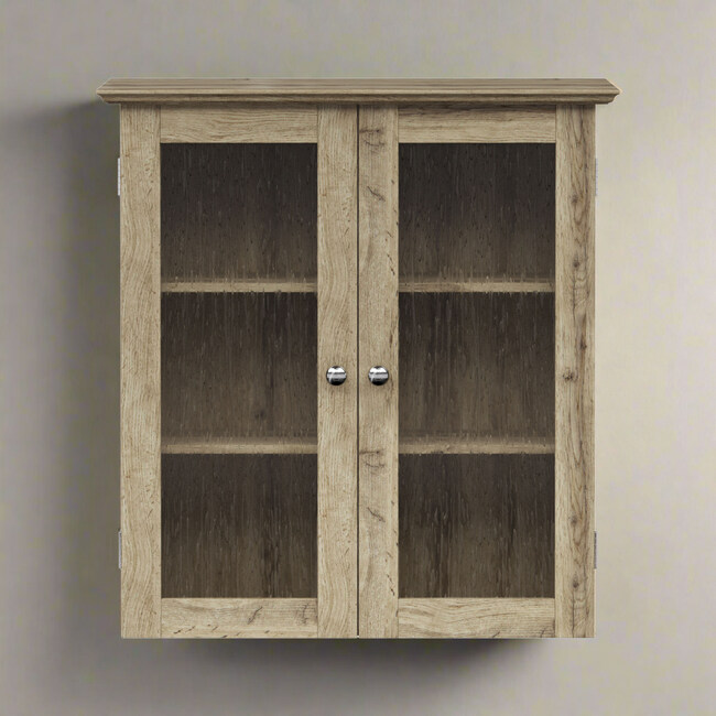 Teamson Home Connor Removable Wall Cabinet, Light Oak