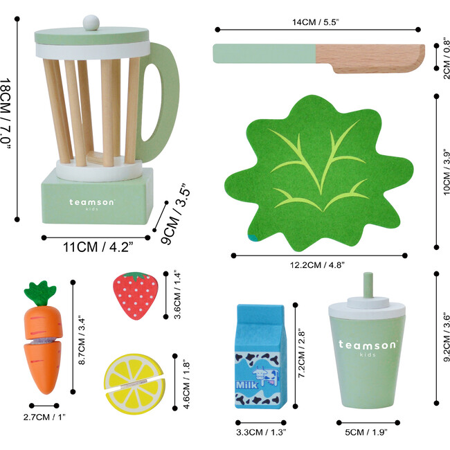 Little Chef Frankfurt Wooden Blender Play Kitchen Accessories, Green