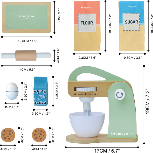 Little Chef Frankfurt Wooden Mixer Play Kitchen Accessories, Green