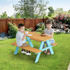 Outdoor Picnic Table & Chair Set - Wood / Petrol - Kids Seating - 2 - thumbnail