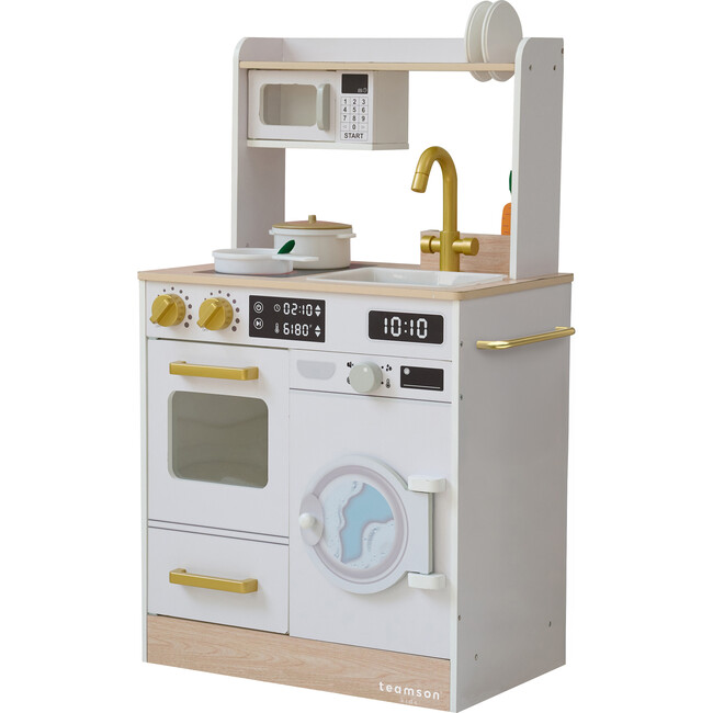 Teamson Kids Little Chef Lake Tahoe Wooden Play Kitchen - Washer & Mini Garden, White