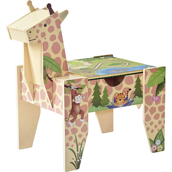 Jungle Giraffe 2-in-1 Wooden Activity Table + 23Pc & 1 Car Included - Play Tables - 1