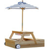 Teamson Kids Sorrento Wooden 2-in-1 Picnic Table with Sandbox & Umbrella, Natural - Outdoor Games - 1 - thumbnail