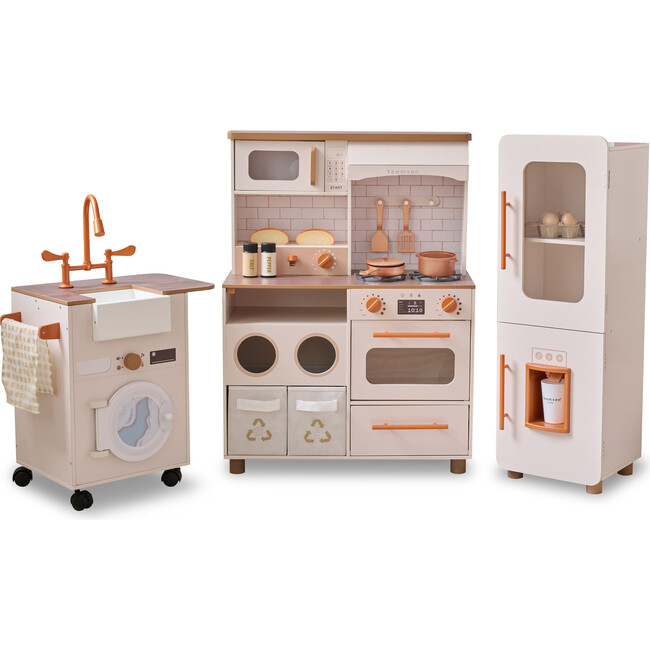 Teamson Kids Little Chef Savannah Wooden Play Kitchen with 21 Accessories, White