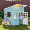 Teamson Kids Rainbow Shade Wooden Playhouse with Kitchen, Flower Box & Bench, Turquoise - Playhouses - 2