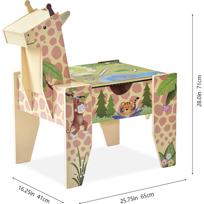 Jungle Giraffe 2-in-1 Wooden Activity Table + 23Pc & 1 Car Included - Play Tables - 5