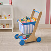 Teamson Kids Little Helper Mr. Fresh Wooden Shopping Cart with 13 Grocery Accessories, Blue - Play Food - 2