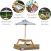 Teamson Kids Sorrento Wooden 2-in-1 Picnic Table with Sandbox & Umbrella, Natural - Outdoor Games - 3