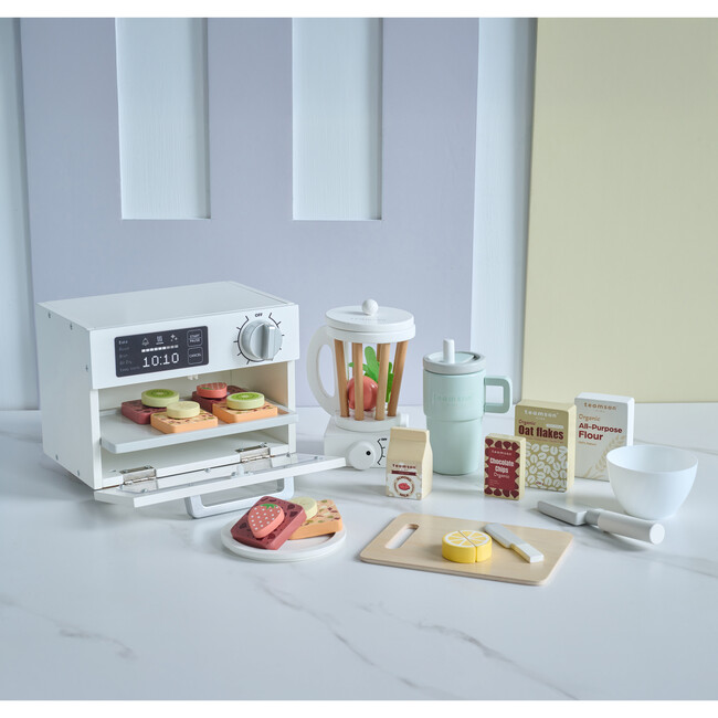 Teamson Kids Little Chef Santa Barbara Wooden Healthy Dessert Set with 27 Accessories, White