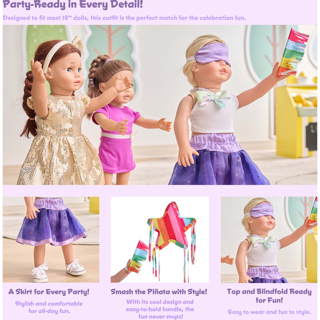 18'' Doll Piñata Birthday Party Outfit Set with Accessories - Doll Accessories - 4
